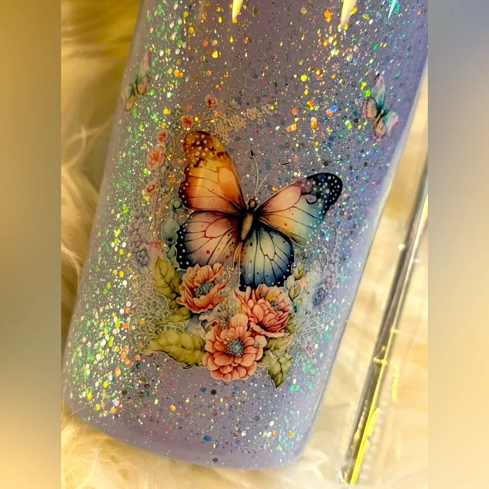 34 oz Handmade epoxied/glittered Tumbler-NEW
